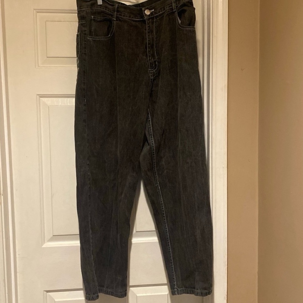 Y2K Evolution In Design Jeans Embroidered Baggy Hip Hop Streetwear Size 38x34